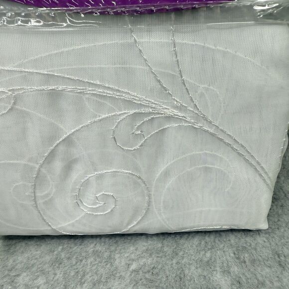 Set of 2 Better Homes&Gardens 38"x84" Sheer Panel White Embroidered Curtain Rod - Picture 2 of 5